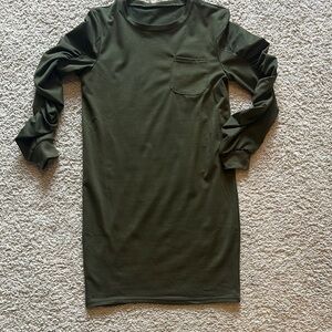 Olive Green Long Sleeve Mini Dress